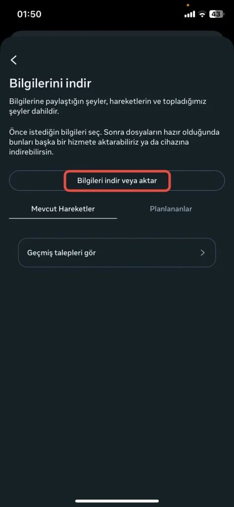 Instagram Veri İndirme Özelliğini Kullanma